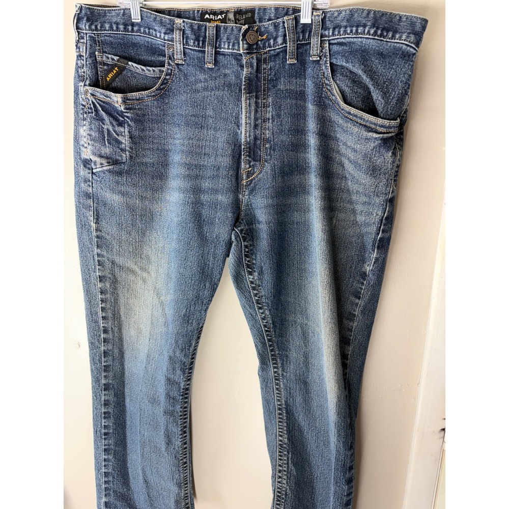 Ariat Rebar M4 Relaxed Boot Cut Jeans Mens 46x32 Blue Denim Work Pants